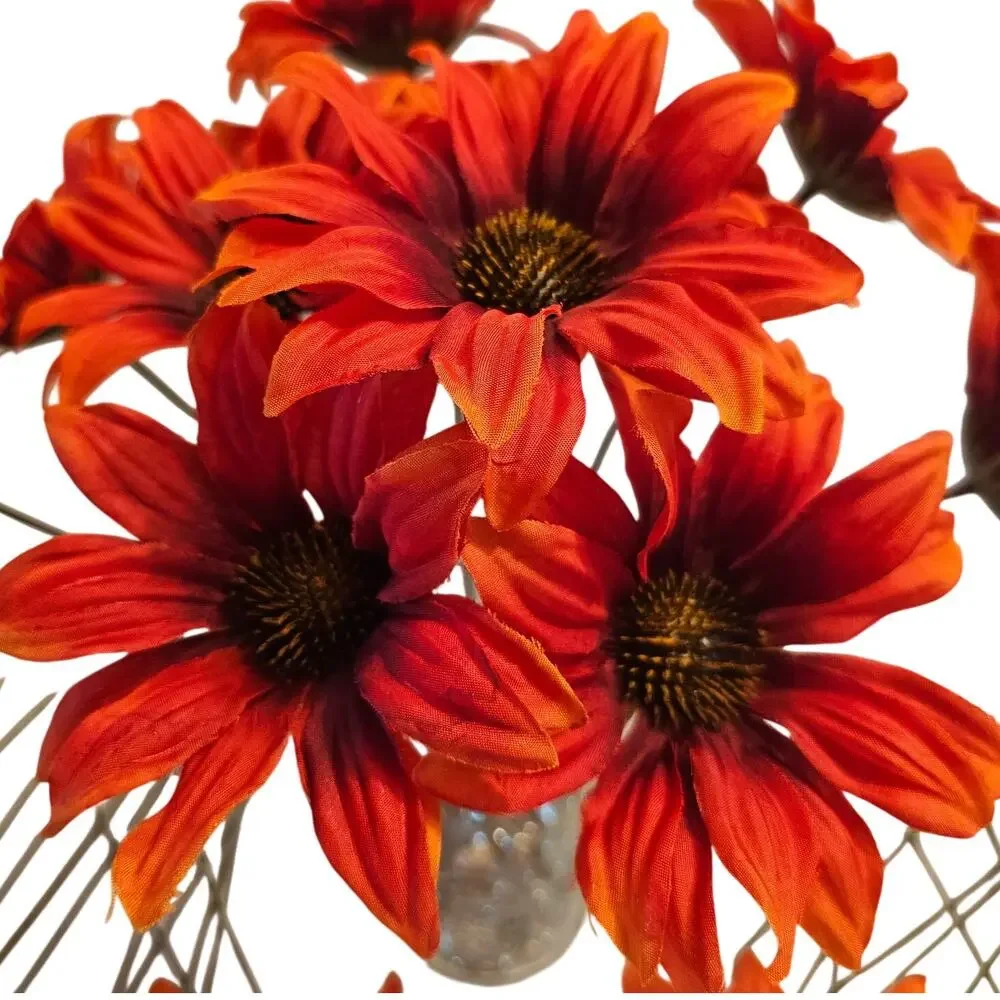 Red Orange Artificial Silk Daisy Flower Lot of 40 Stems Fall Floral Craft Decor